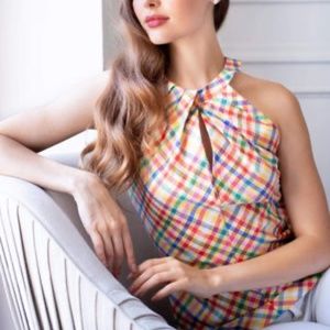 Eva Franco Ella Linen Top in Plaid
